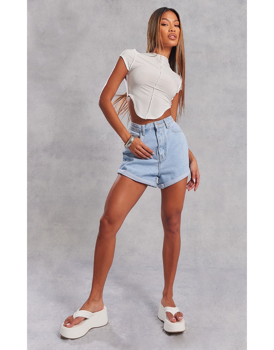 Light blue shop mom shorts