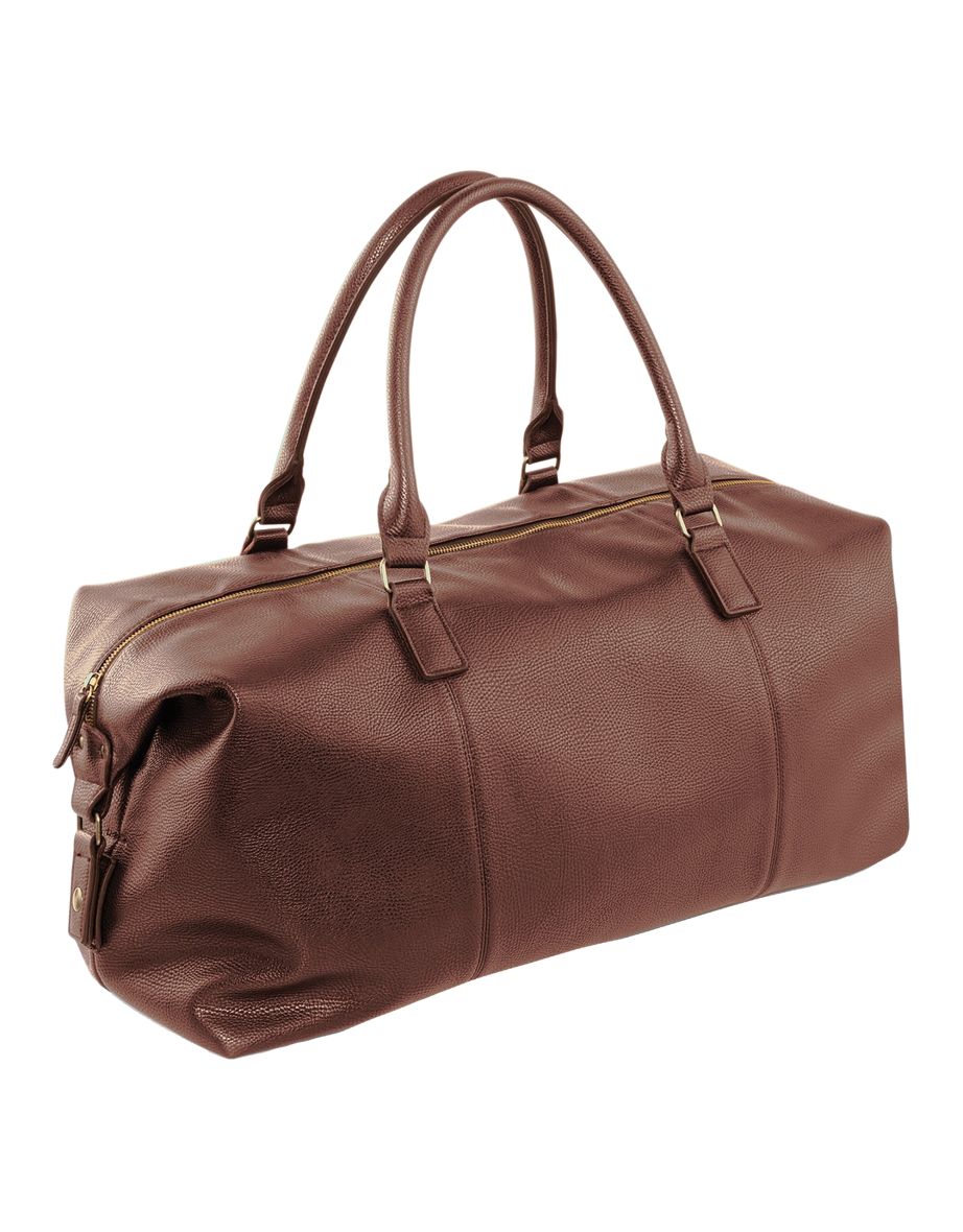 Quadra NuHude Faux Leather Weekender Holdall Bag - Tan