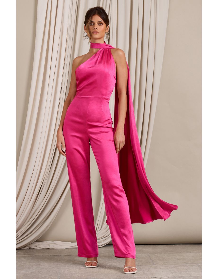 Hot pink satin jumpsuit shop