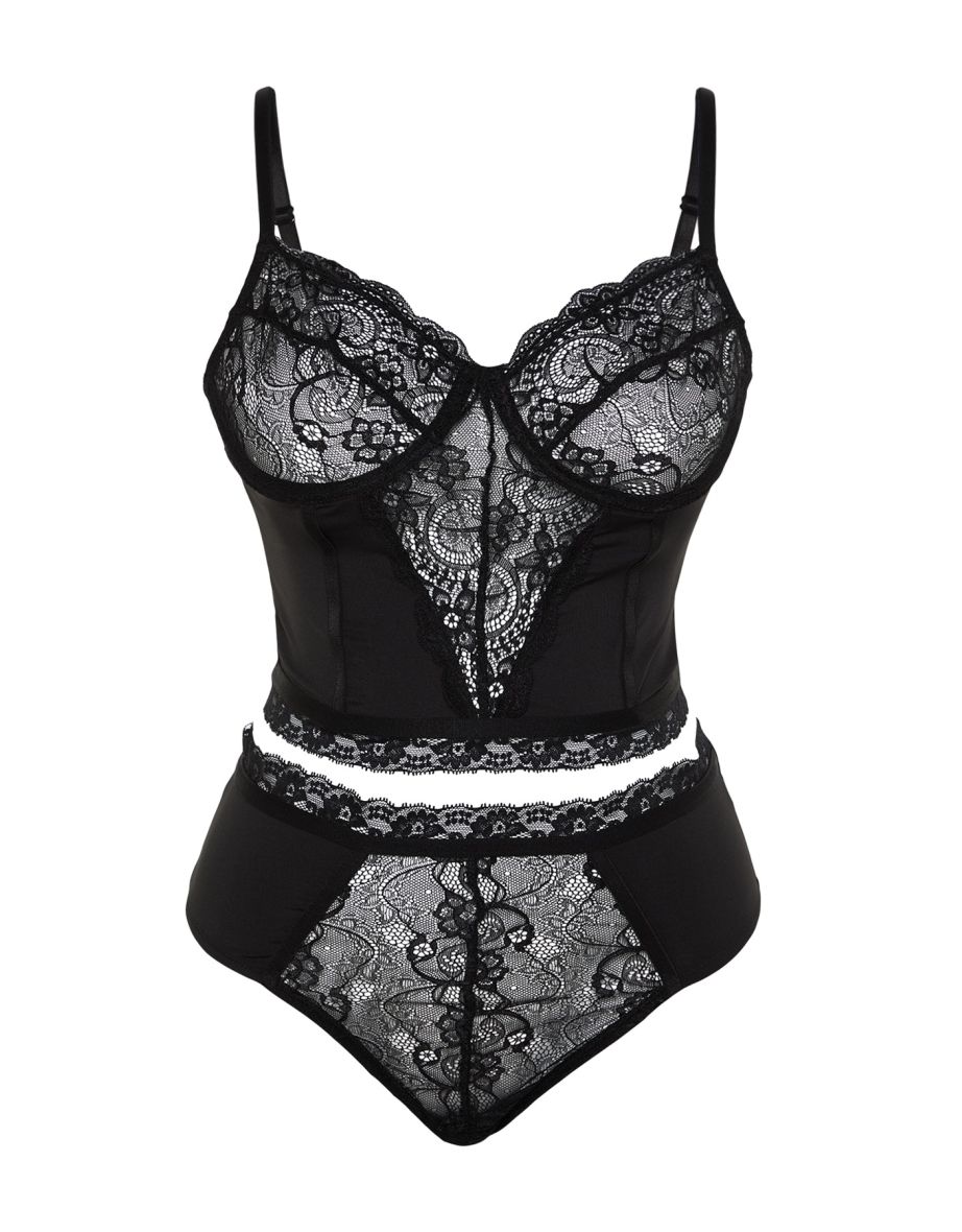 Shop Plus Size Underwear Set Black Plain Online in Bahrain VogaCloset