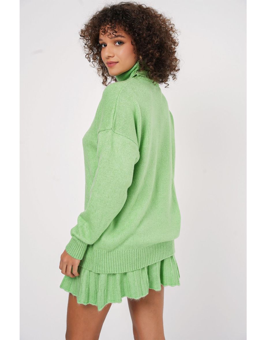 Sweater Skirt Knitwear Two Piece Set - E.Green - 6