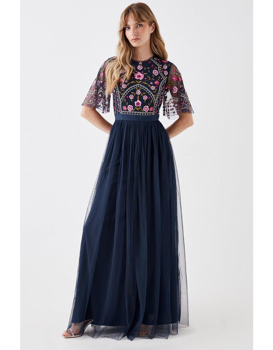 Mesh skirt maxi dress outlet