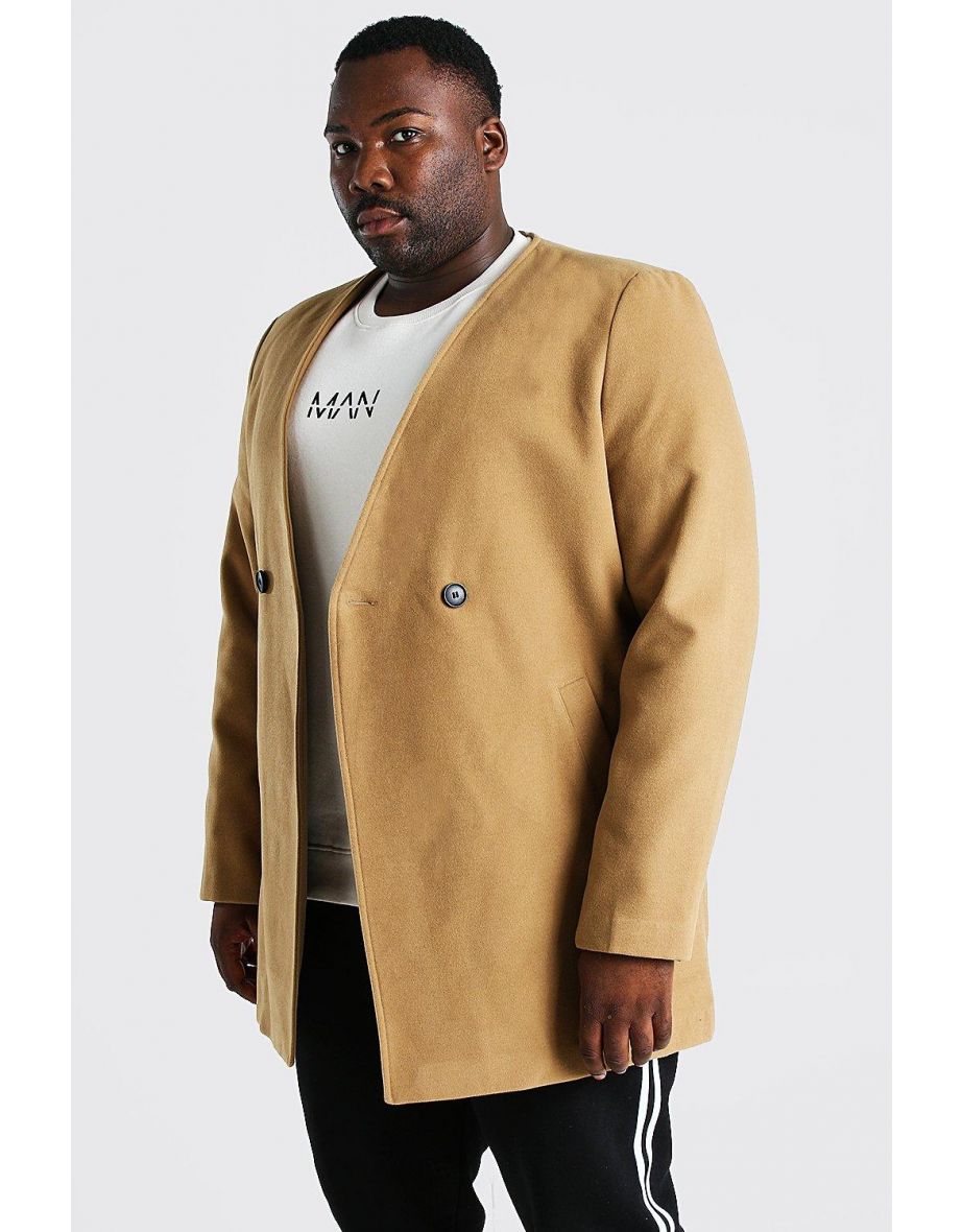 Plus size collarless coat deals