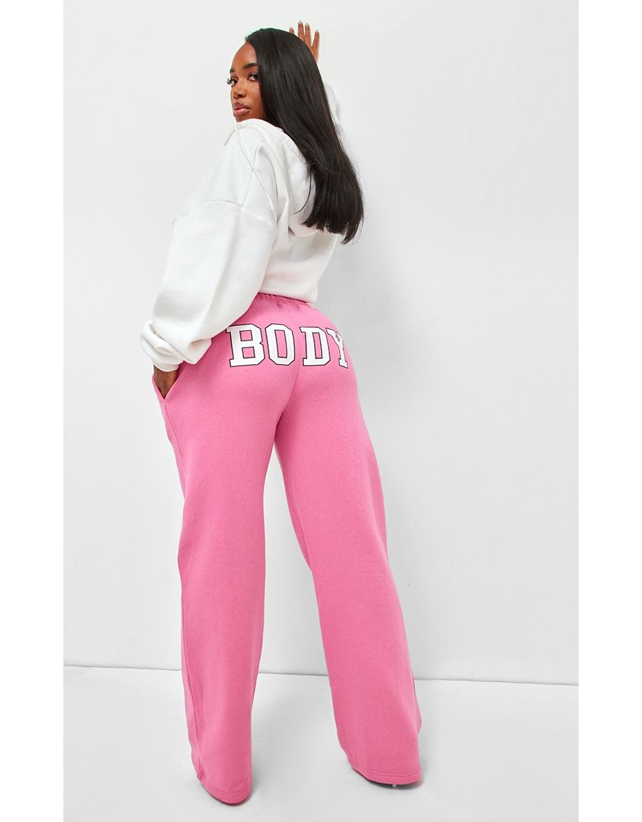Shop Shape Pink Body Bum Printed Low Rise Wide Leg Joggers Online in Oman VogaCloset