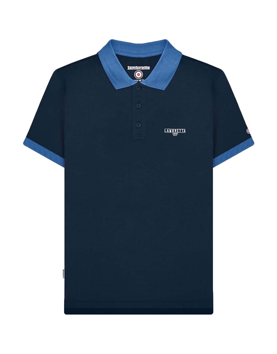 Shop Lambretta Men Originals Contrast Collar Short Sleeve Cotton Polo Shirt Top Online in Bahrain VogaCloset