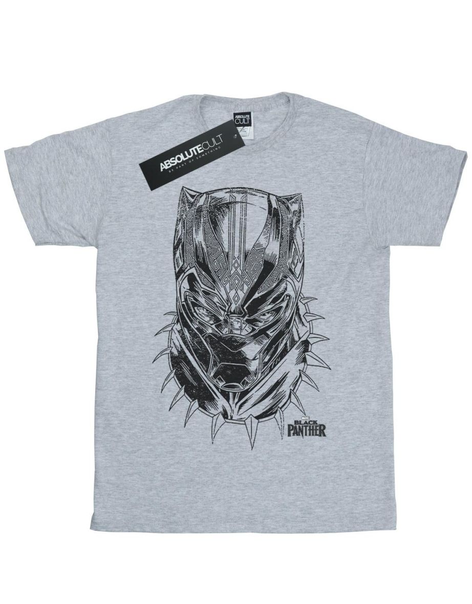 Marvel Boys Black Panther Spray Headshot T-Shirt - Sports Grey