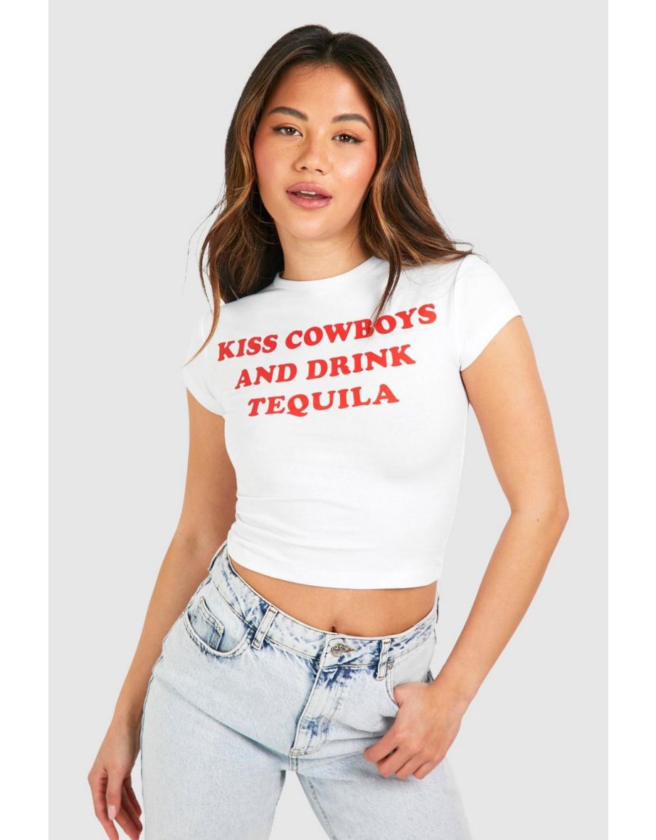 Cowboys Printed Cap Sleeve Baby Tee - white