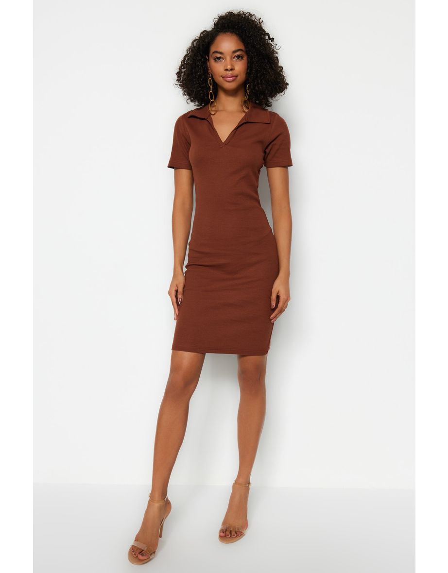 Shop Brown Bodycon Mini T Shirt Dress Online in Bahrain VogaCloset