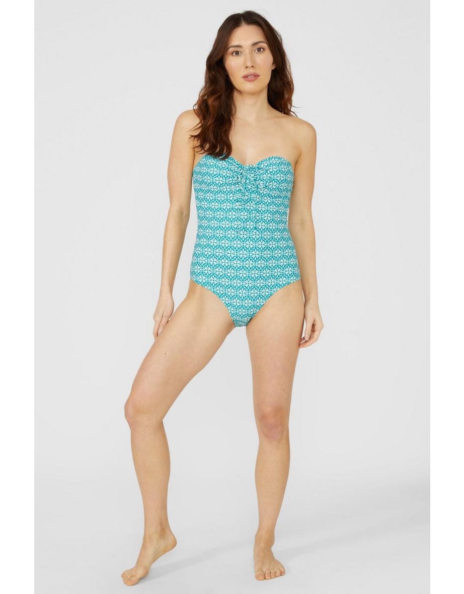 Savannah Tile Bandeau Swimsuit teal