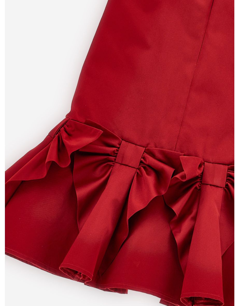 Monnalisa Girls Bow Duchess Dress in Red - 4