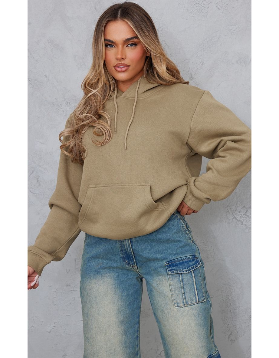 Khaki oversized hoodie sales