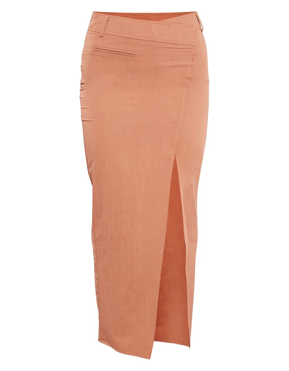 Mocha Woven Tailored Asymmetric Maxi Skirt - 4