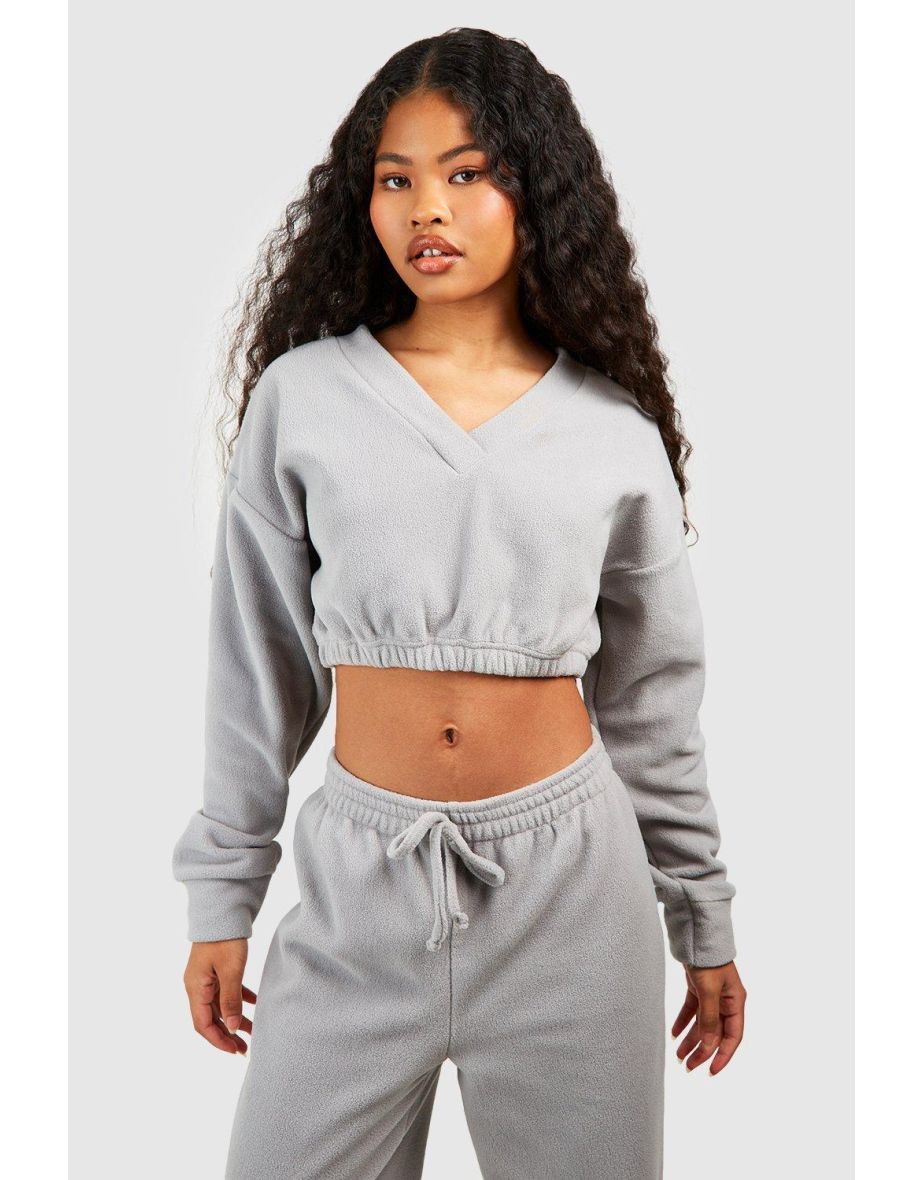 Grey sweatshirt crop top sales
