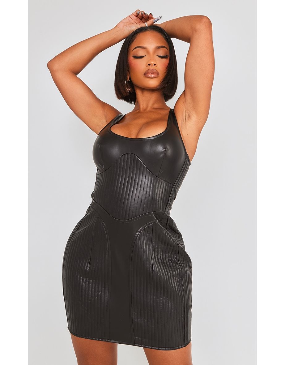 Black faux leather bodycon dress new arrivals
