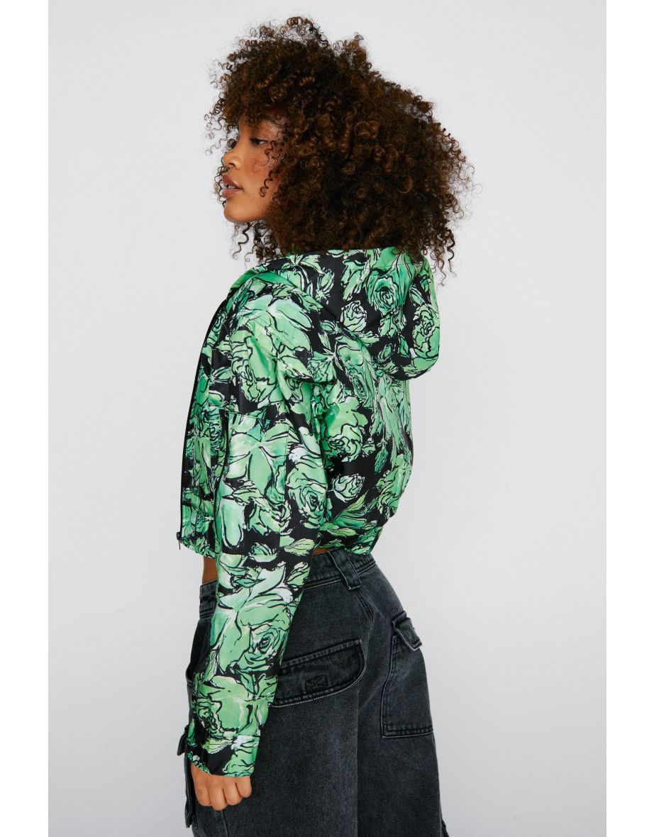 Floral Printed Crop Bomber Jacket - 3