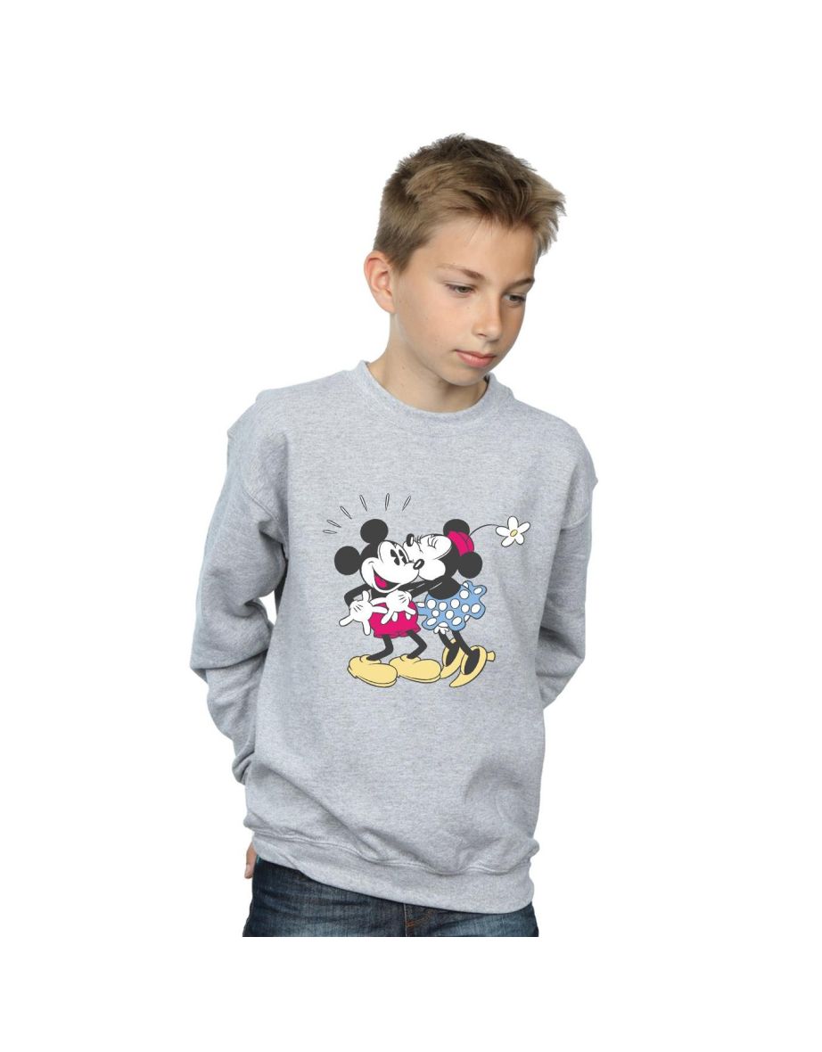 Disney Boys Mickey And Minnie Mouse Kiss Sweatshirt - Sports Grey