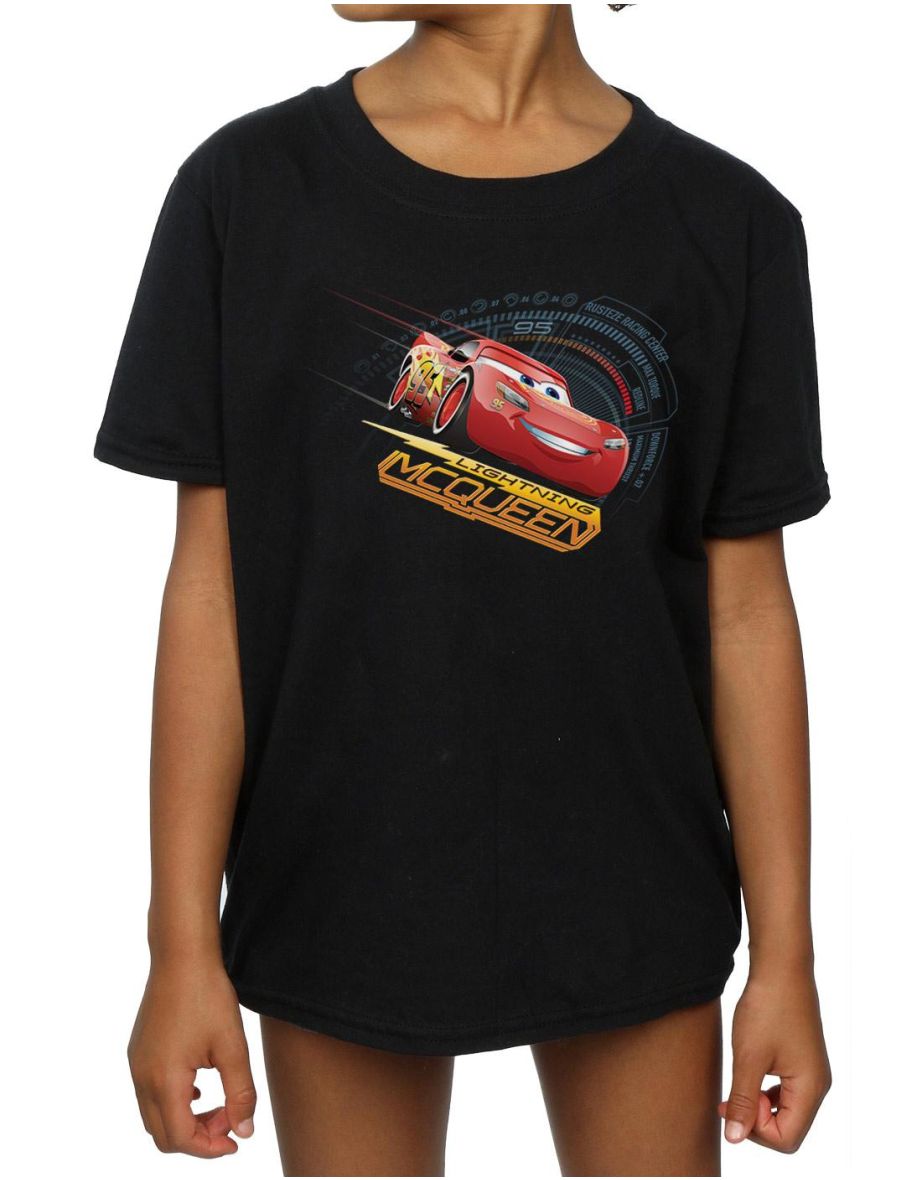 Cars Girls Lightning McQueen Cotton T-Shirt - Black - 2