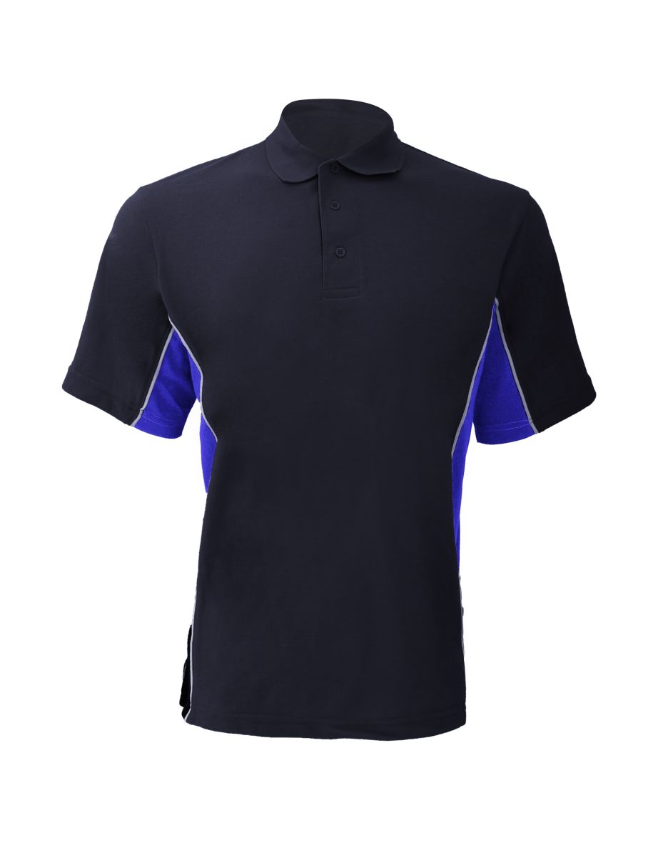 Gamegear® Mens Track Pique Short Sleeve Polo Shirt Top - Navy/Royal/White