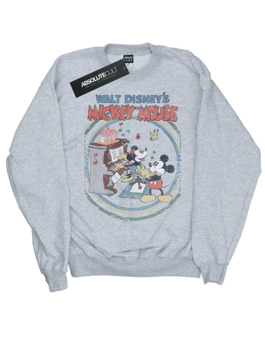 Disney Girls Mickey Mouse Piano Sweatshirt - Sports Grey