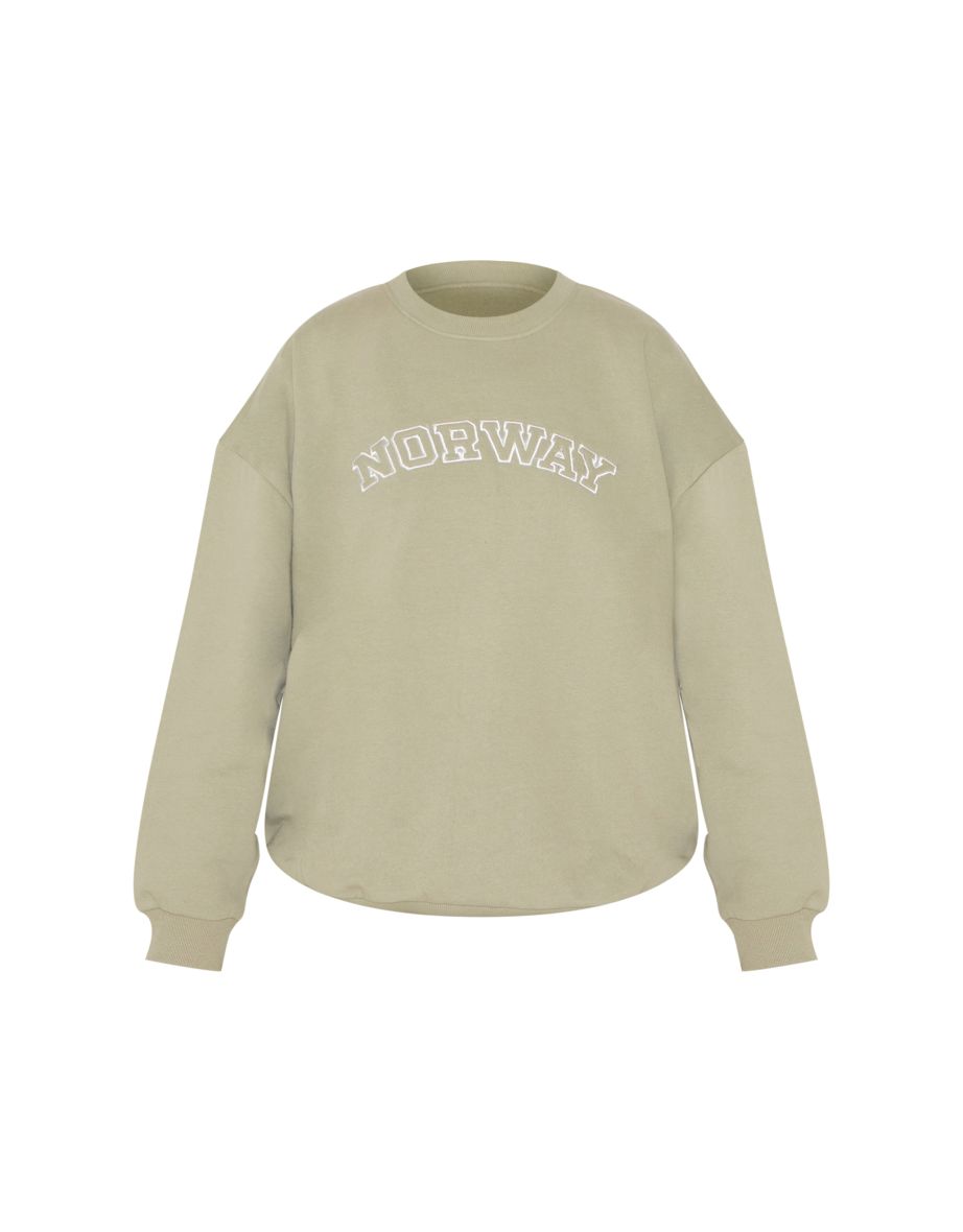 Plus Khaki Premium Embroidered Norway Sweatshirt - 4