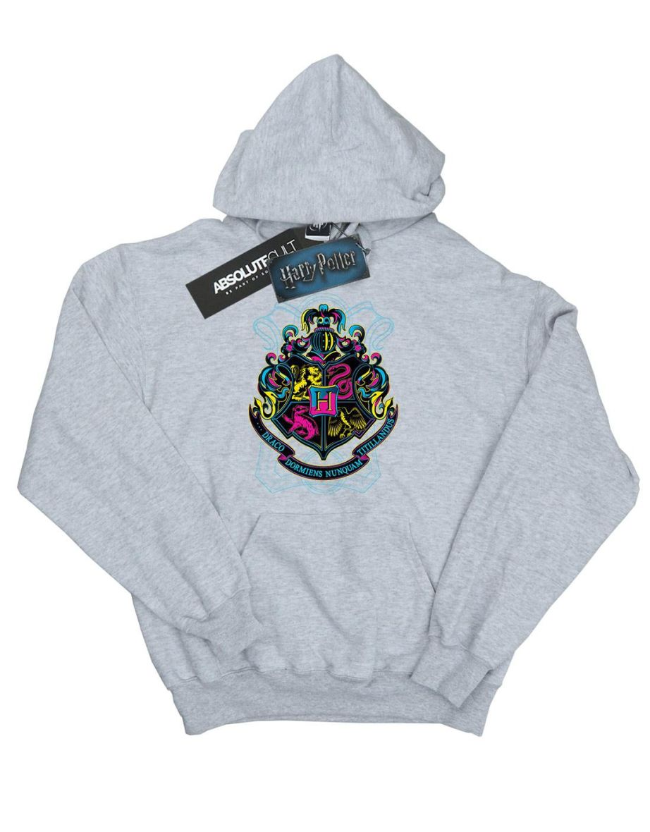 Harry Potter Boys Neon Hogwarts Crest Hoodie - Sports Grey - 3