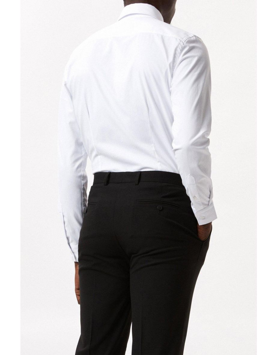 Slim Fit White Point Collar Twill Shirt - 2