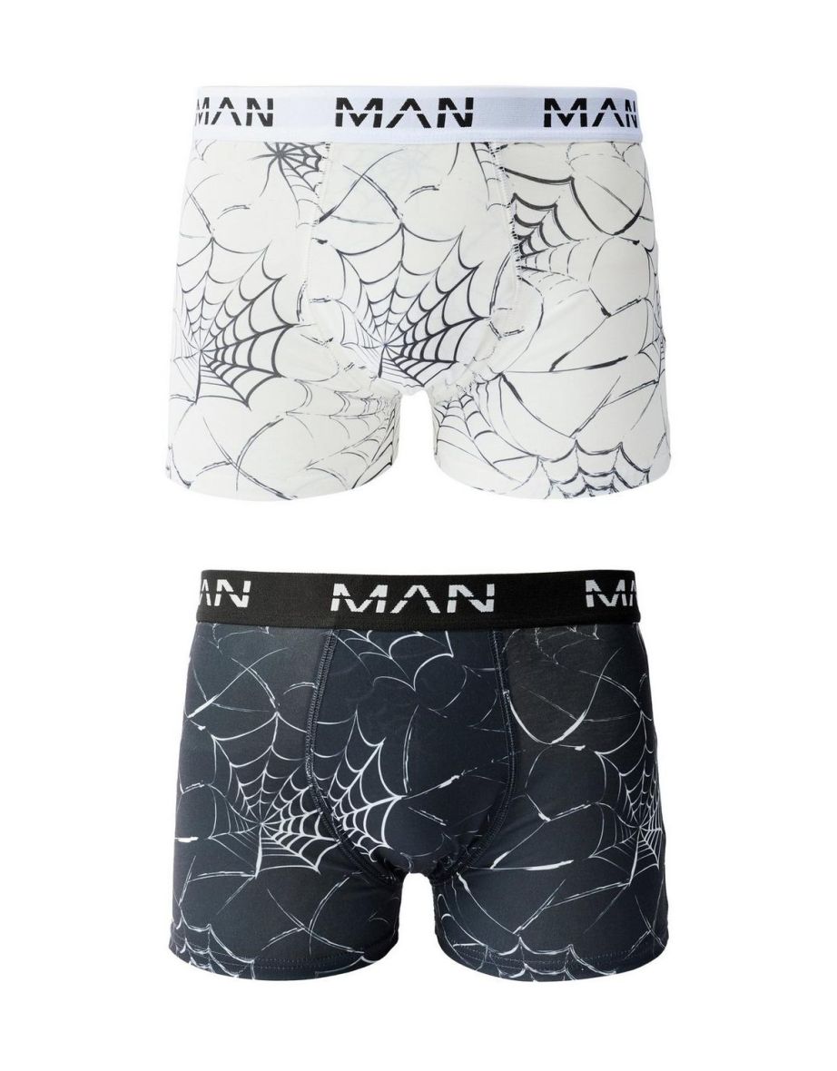 Halloween 2 Pack Man Spider Web Printed Boxers - multi
