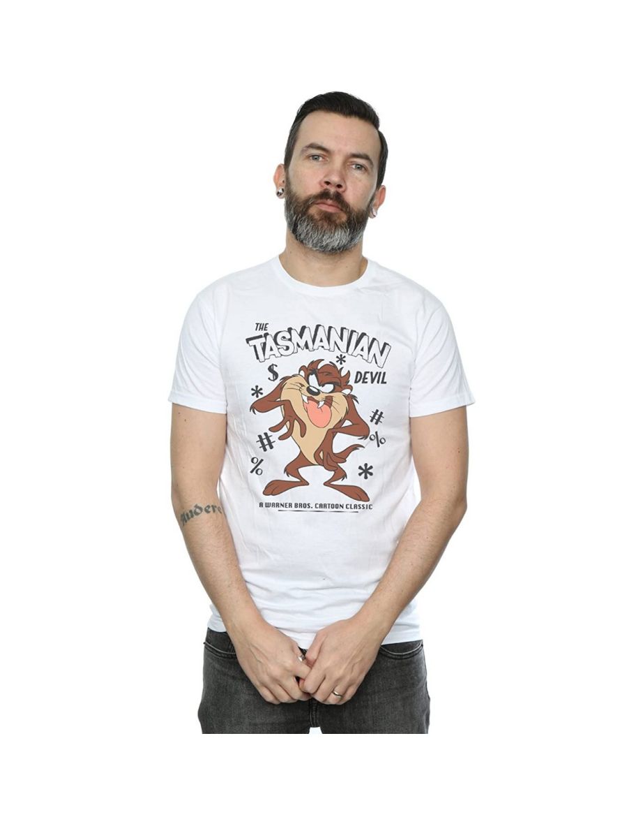 Looney Tunes Mens Tasmanian Devil Vintage Cotton T-Shirt - White - 3