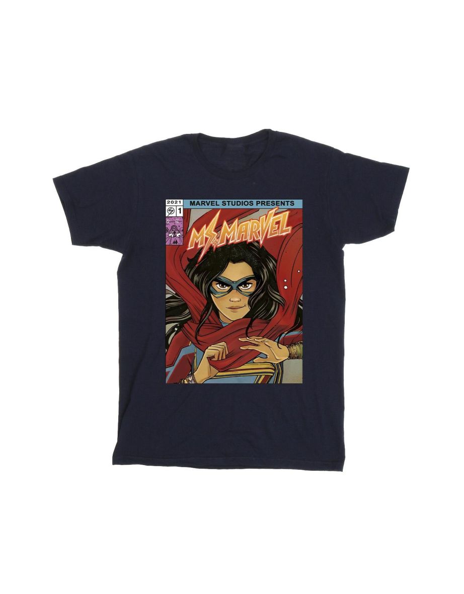 Marvel Boys Ms Marvel Comic Poster T-Shirt - Navy Blue - 1