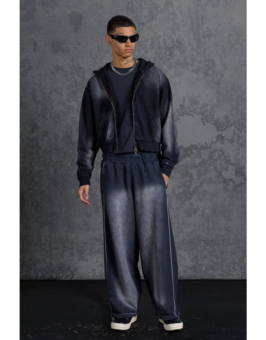Gunna Wide Leg Joggers with Mock Boxer Waistband - charcoal