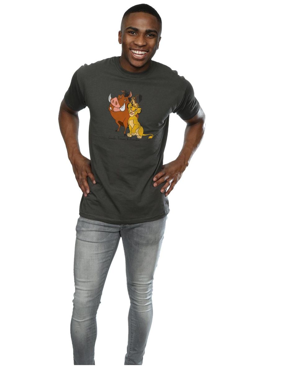 The Lion King Mens Classic Simba Timon & Pumba Heather T-Shirt - Light Graphite - 3