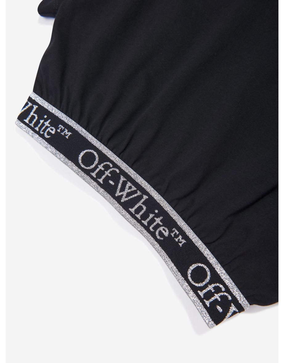 Girls Bookish Logo Band Crop T-Shirt in Black - 4