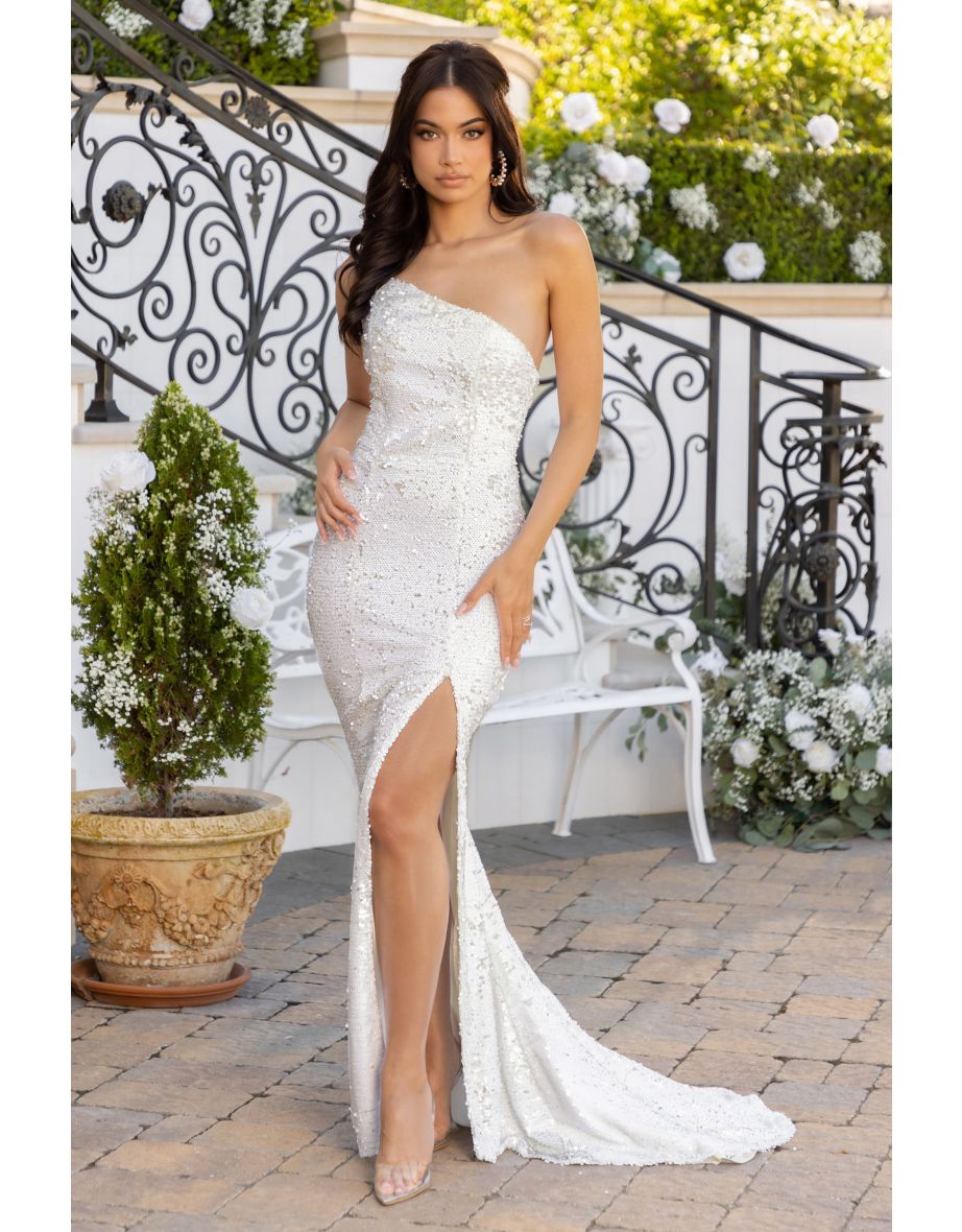 Lasting Love | Ivory Sequin One Shoulder Maxi Dress - 3