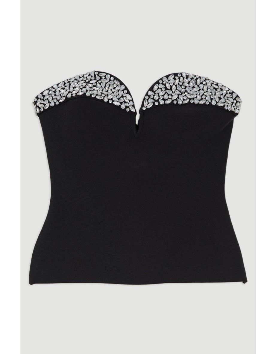 Figure Form Bandage Crystal Embellished Corset Top - 3