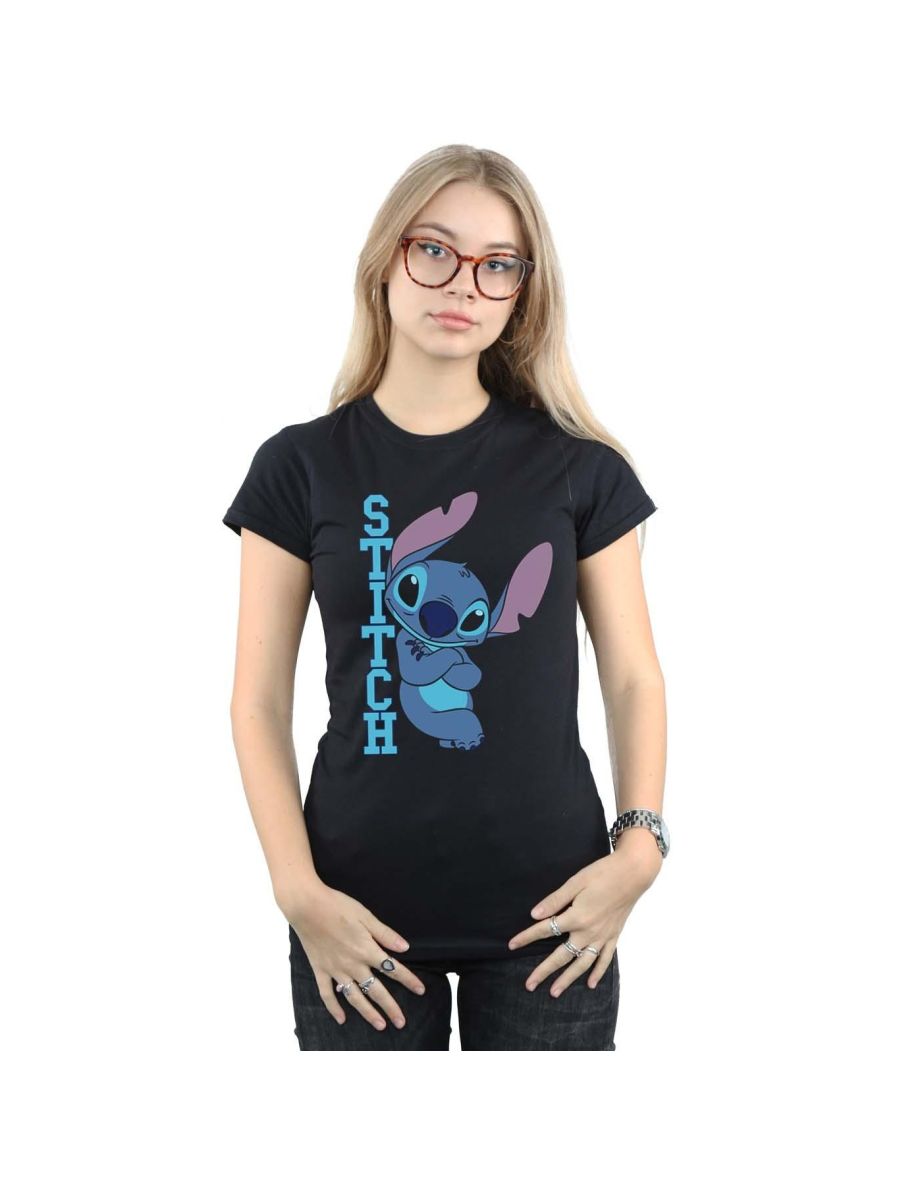 Shop Disney Womens Ladies Lilo And Stitch Posing Cotton T Shirt Black Online in Bahrain VogaCloset