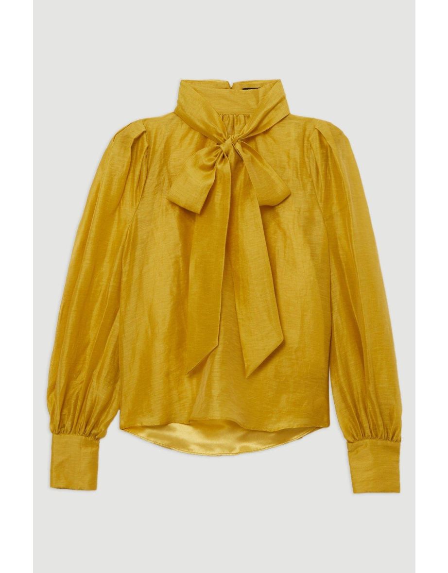 Organdie Woven Bow Blouse - 3