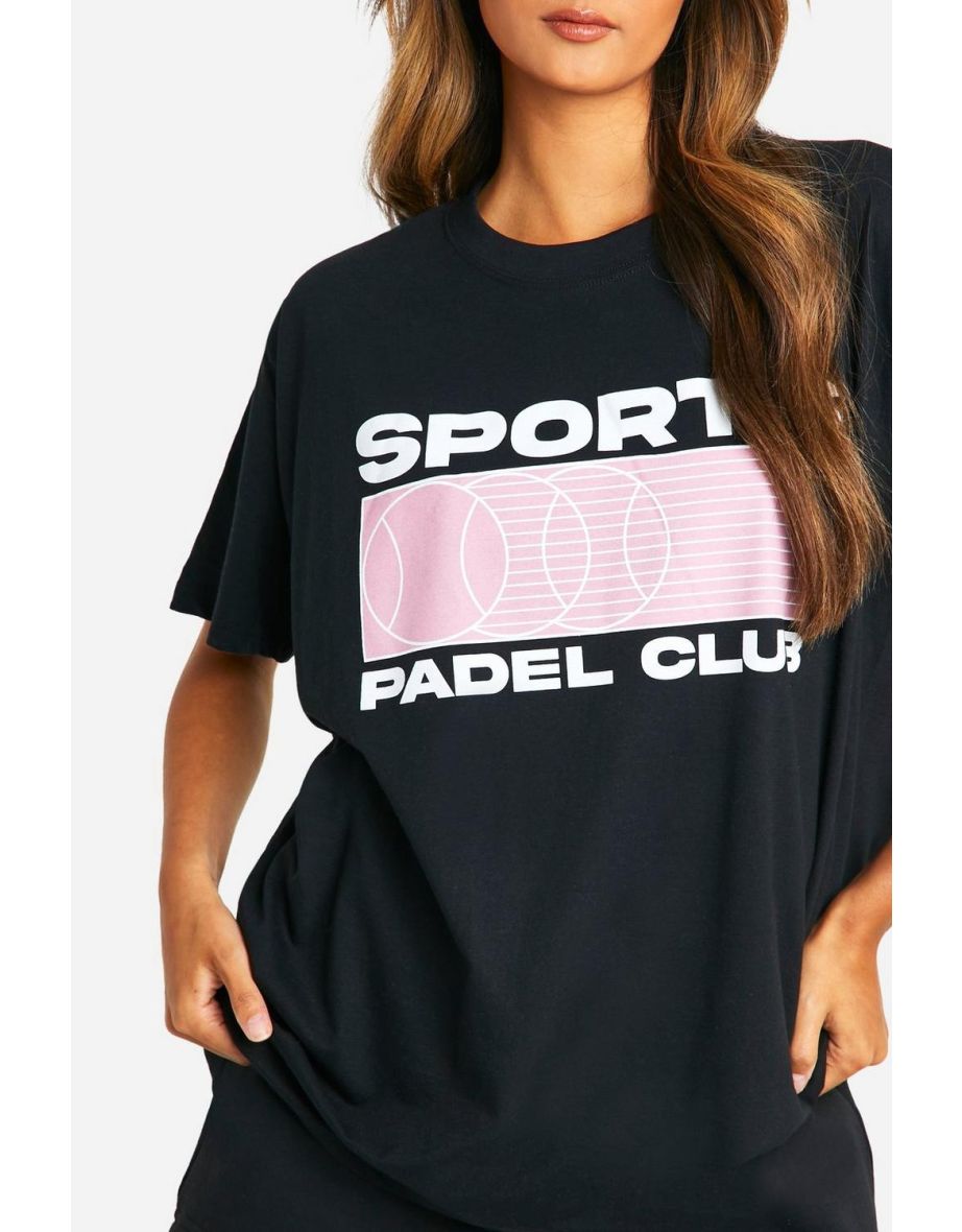 Padel Club Sports Printed Slogan Oversized T-shirt - 3