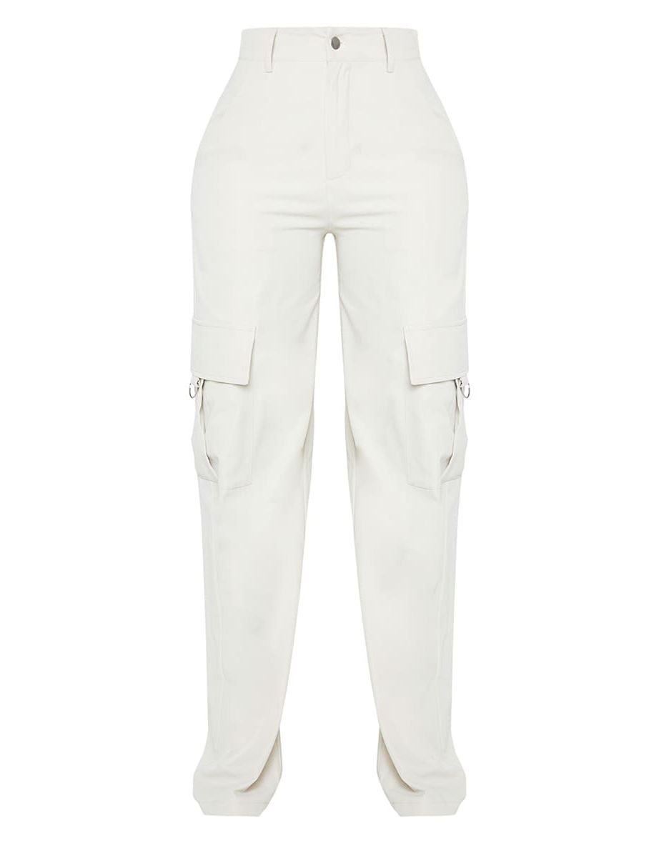 PRETTYLITTLETHING Shape Stone Buckle Detail Cargo Wide Leg Trousers - 4