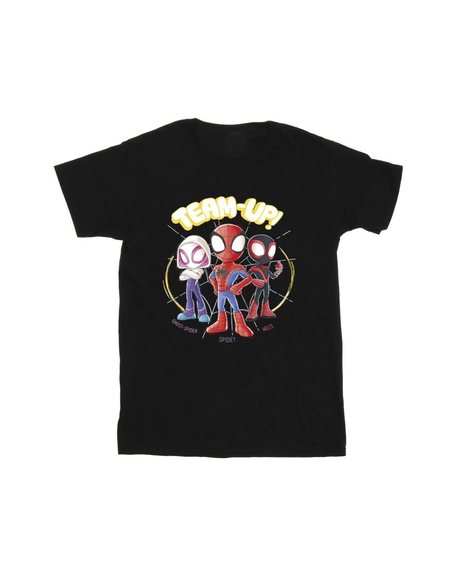 Marvel Girls Spidey And His Amazing Friends Sketch Cotton T-Shirt - Black - 1