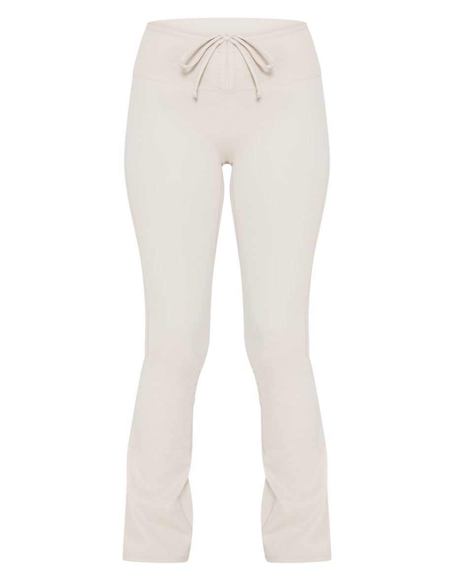 Grey Stretch Active Ruched Tie Waist Yoga Flares - 4