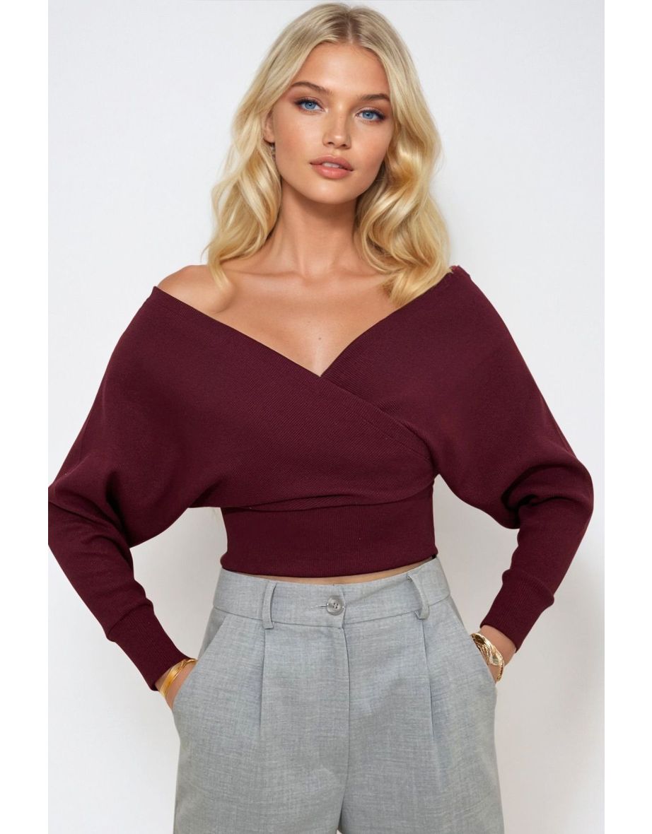 Women's Plum Front Back V Neck Double Breasted top