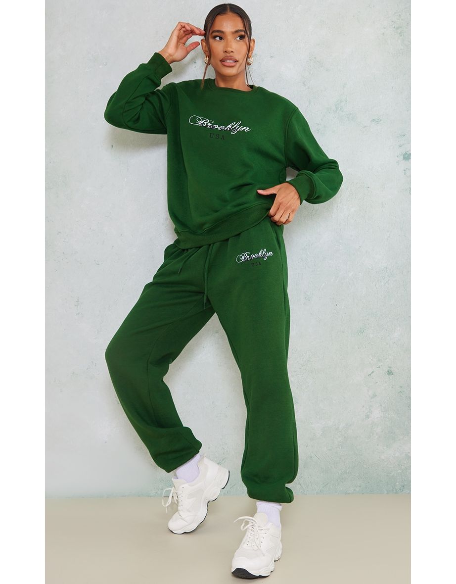 Prettylittlething Recycled Forest Green Sweatpants
