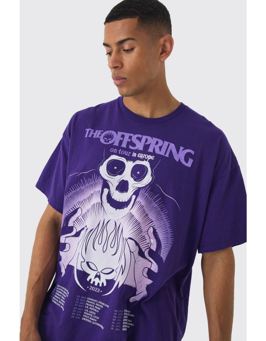 Oversized The Offspring Band License Wash Print T-Shirt - 2