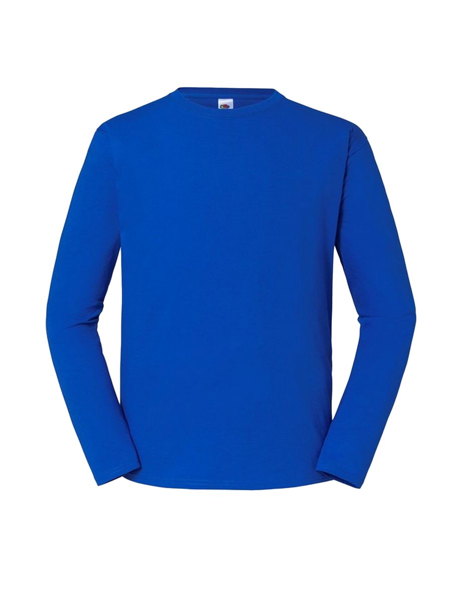 Fruit of the Loom Mens Iconic 195 Premium Ringspun Cotton Long-Sleeved T-Shirt - Royal Blue