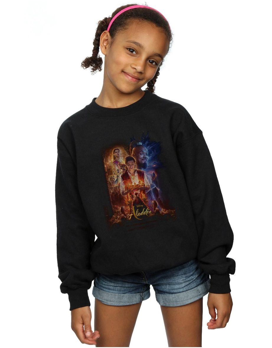 Disney Girls Aladdin Movie Poster Sweatshirt - Black