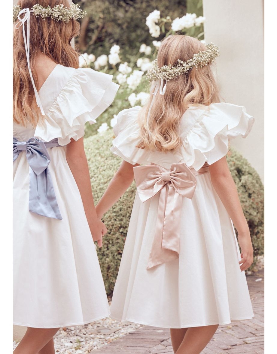 Sylvie Ruffle Dress with Soft Pink Sash - 6
