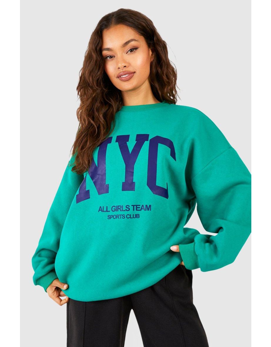 Sports Club Slogan Oversized Sweatshirt