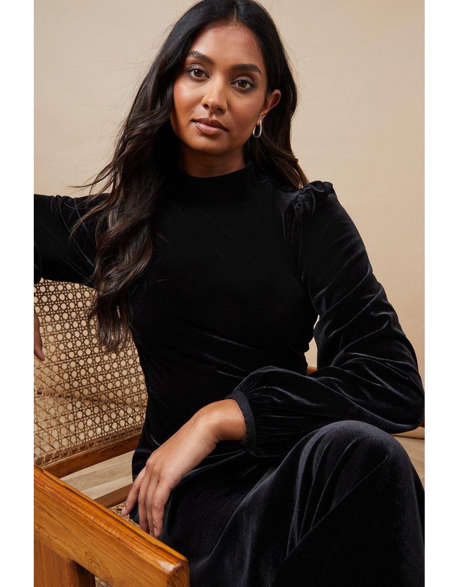 Occasion Velvet High Neck Dress - 3