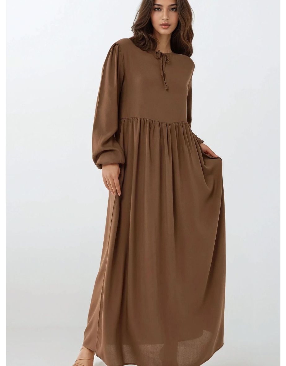Maxi Dress with A-Form Fit and Crew Neck