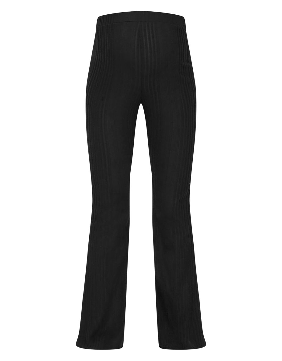 Maternity Black Rib Flare Trousers - 4